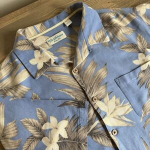 Caribbean Men's XL Floral 100% Silk Short Sleeve Shirt Hawaiian Tropical